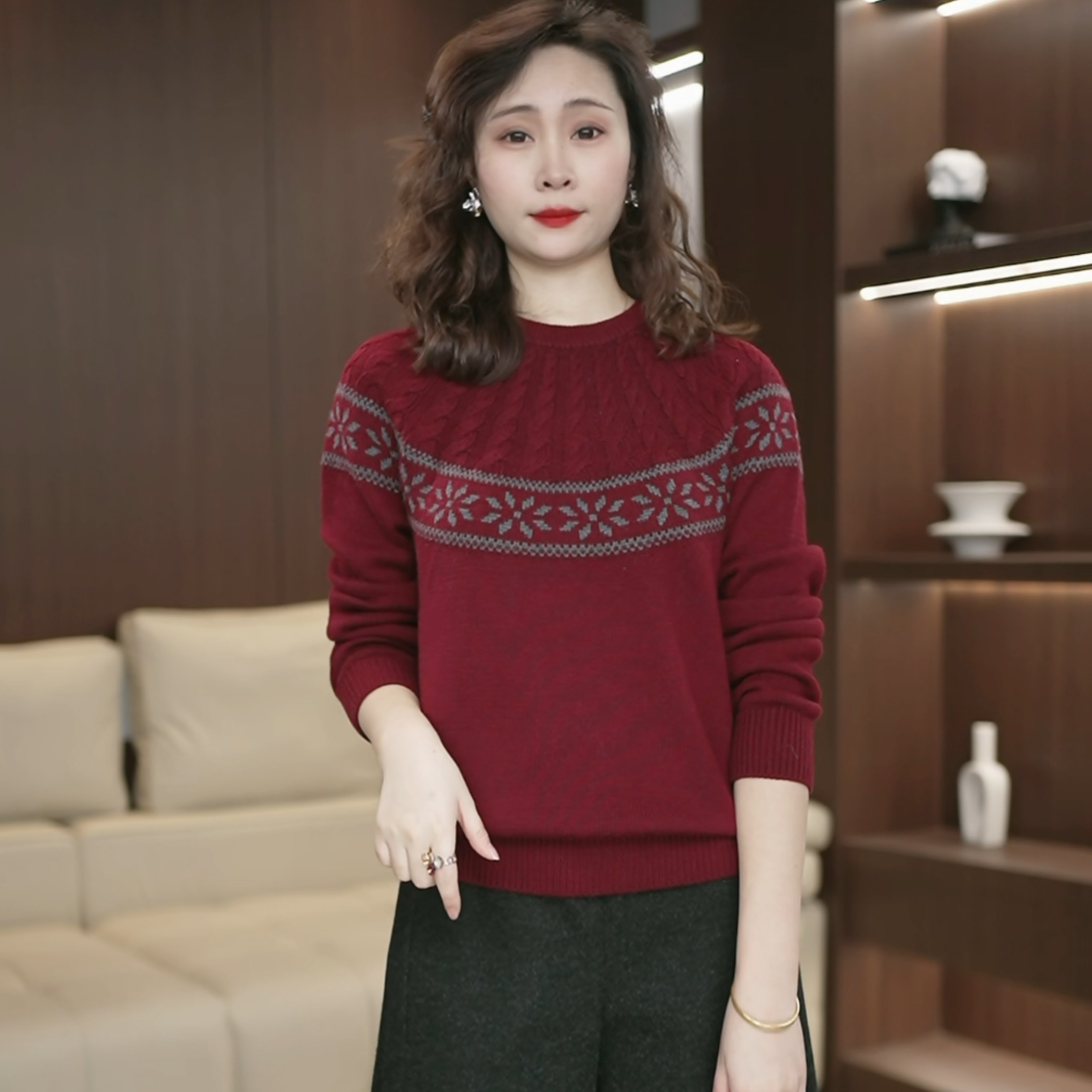 【新年羊毛衫】重工麻花毛衣女打底费尔岛提花复古秋冬针织衫3795,淘宝优惠券,粉丝福利购,淘宝优惠卷