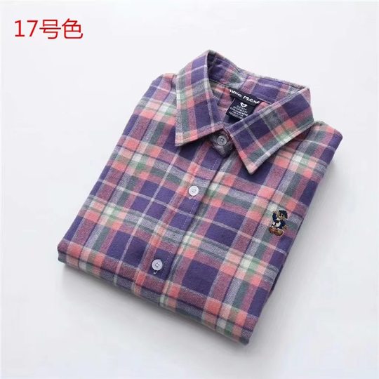 Фланелевая рубашка с медвежьим начесом для женщин весной и осенью