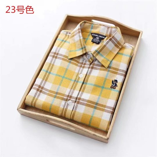 Фланелевая рубашка с медвежьим начесом для женщин весной и осенью