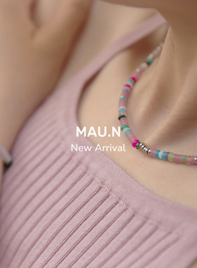 天然石男女银色项链精致露营