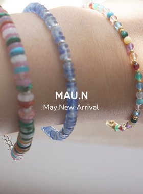 天然石彩色女原创项链小众