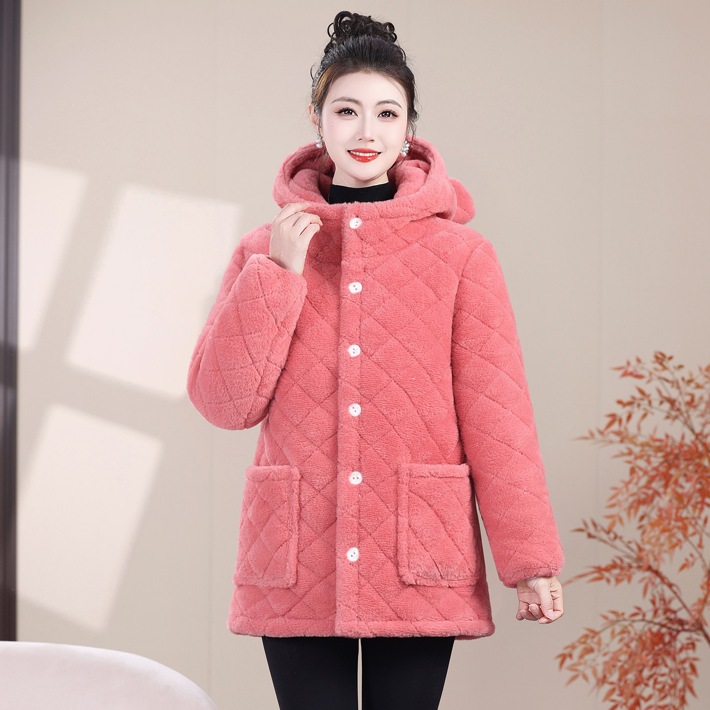 冬季保暖加绒加厚棉衣棉服女款小个子连帽短款小香风特厚棉袄外套,淘宝优惠券,粉丝福利购,淘宝优惠卷