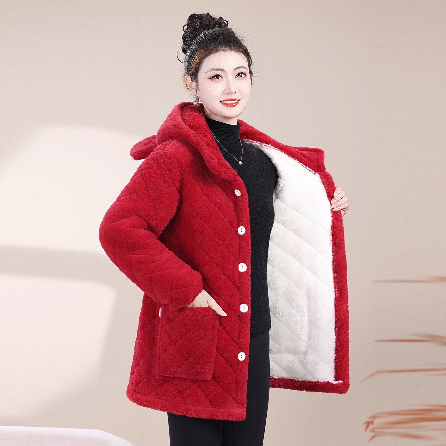 冬季保暖加绒加厚棉衣棉服女款小个子连帽短款小香风特厚棉袄外套,淘宝优惠券,粉丝福利购,淘宝优惠卷