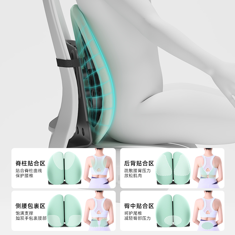 人体工学护腰靠垫腰垫办公室工位久坐神器腰托座椅子腰部支撑靠背