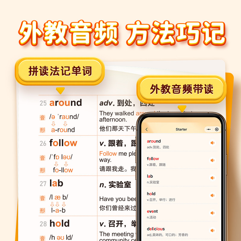 【易蓓】初中英语单词口袋书同步WY外研版课本单词短语句子语法随身记知识点归纳总结掌中宝七八九年级中考英语词汇口袋书
