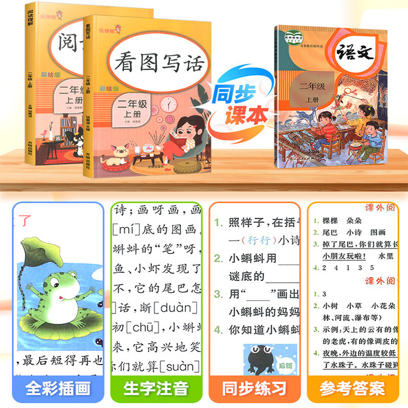 看图写话阶梯阅读理解专项训练书小学一二三四年级上下册同步语文人教版教材同步每日一练小学生专用训练题作文写作同步作文乐学熊