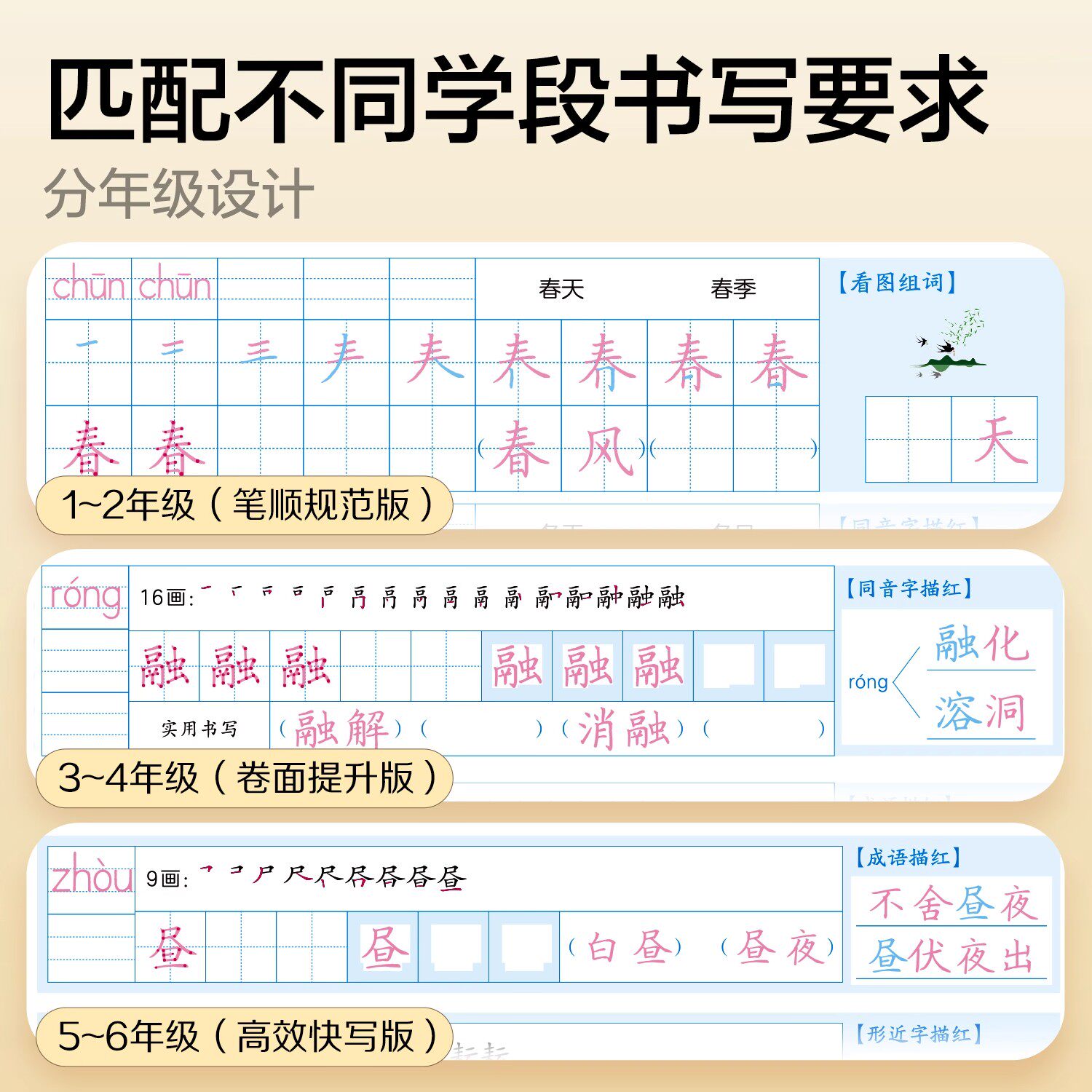 【三步写好规范字】华夏万卷练字帖小学生专用一年级二年级三年级四五六年级上册下册语文教材同步生字描红人教版一类字二类字字帖