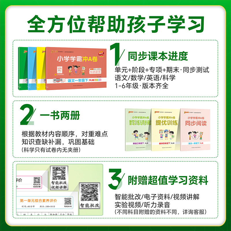 2025新版小学学霸冲a卷人教版一二三四五六年级上下册语文数学英语试卷测试卷全套北师大版pass绿卡图书同步训练练习册题单元期末