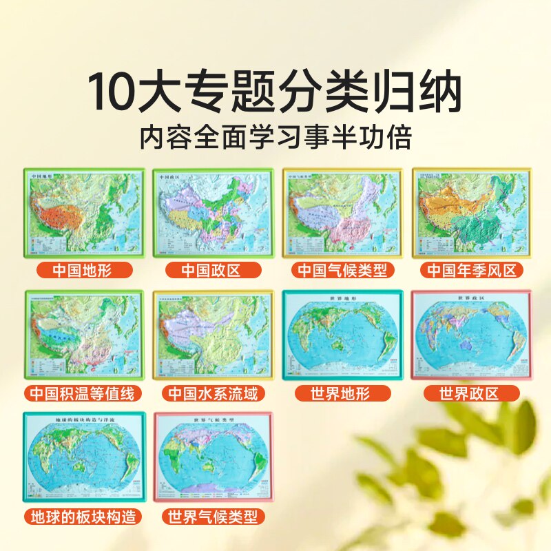 时光学新版中国地图和世界地图3d立体凹凸地图桌面立体地图三维沙盘浮雕地形图地理地势地貌小初高中通用学生教学家用挂图墙贴