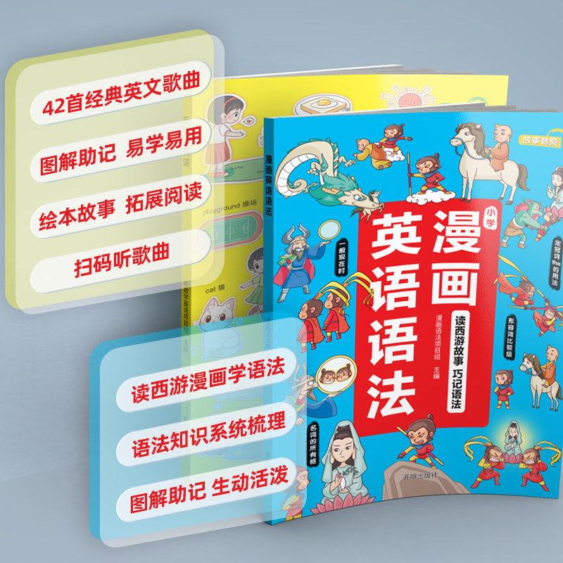 【抖音同款】小学听歌学英语漫画英语语法知识大全小学生英文单词启蒙学习阅读理解书三四六五年级下上册晨读美文新概念汉知简