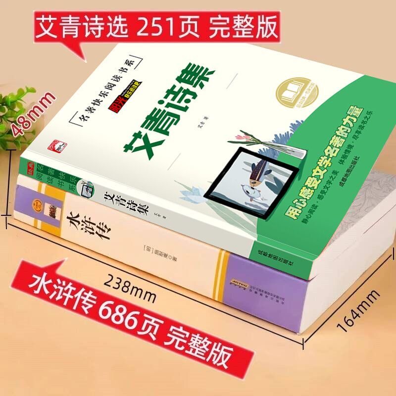艾青诗选和水浒传原著完整版正版无删减九年级上册的课外阅读书籍必读名著初中生初三书目人民文学出版社下册简爱和儒林外史人教版