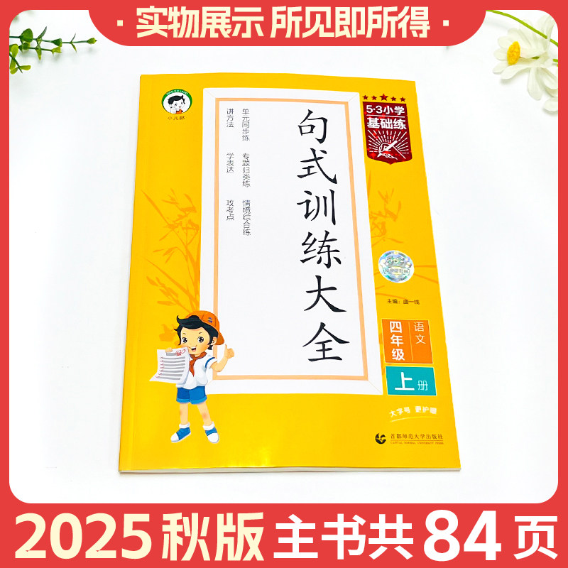 新版53基础练句式训练大全一二三四五六年级上下册教材同步看拼音写词语汉语拼音积累背诵默写能手课堂专项强化训练语文基础练