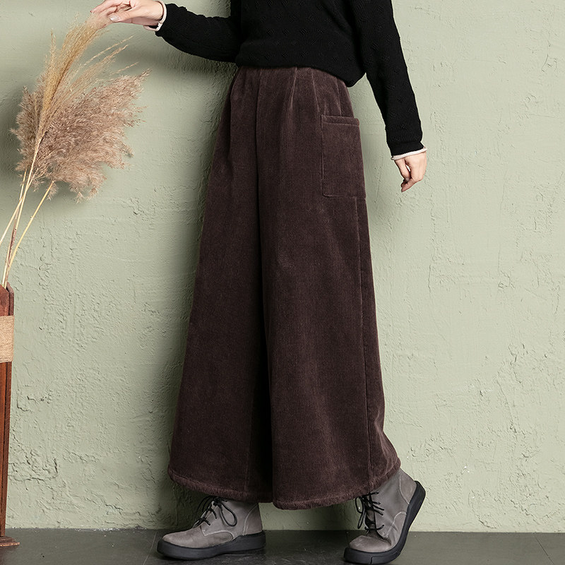 灯芯绒阔腿加绒加厚高腰裙裤棉裤 阿玛杰斯温休闲裤