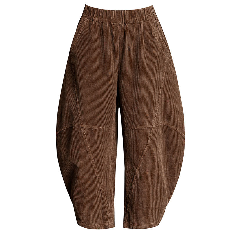 灯芯绒冬季八分高腰条绒显瘦灯笼裤 阿玛杰斯温休闲裤