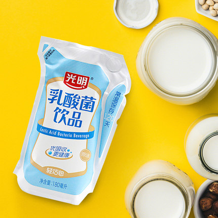 新鲜营养早餐光明乳酸菌饮品儿童学生网红牛奶饮品180ml*24袋 - 图0