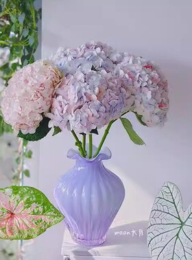 香芋牛奶紫花边小口大肚竖纹花器