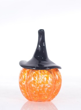 万圣节黑色帽子南瓜松果琉璃摆件