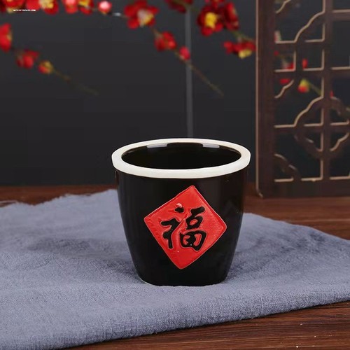 福字米缸摆件百福缸陶瓷米缸招財聚宝盆聚财桶小缸中式家居装饰品 - 图3