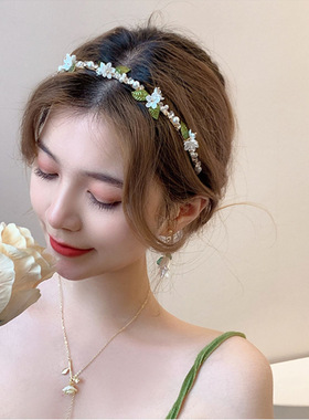 韩版优雅珍珠花朵发箍女网红外出