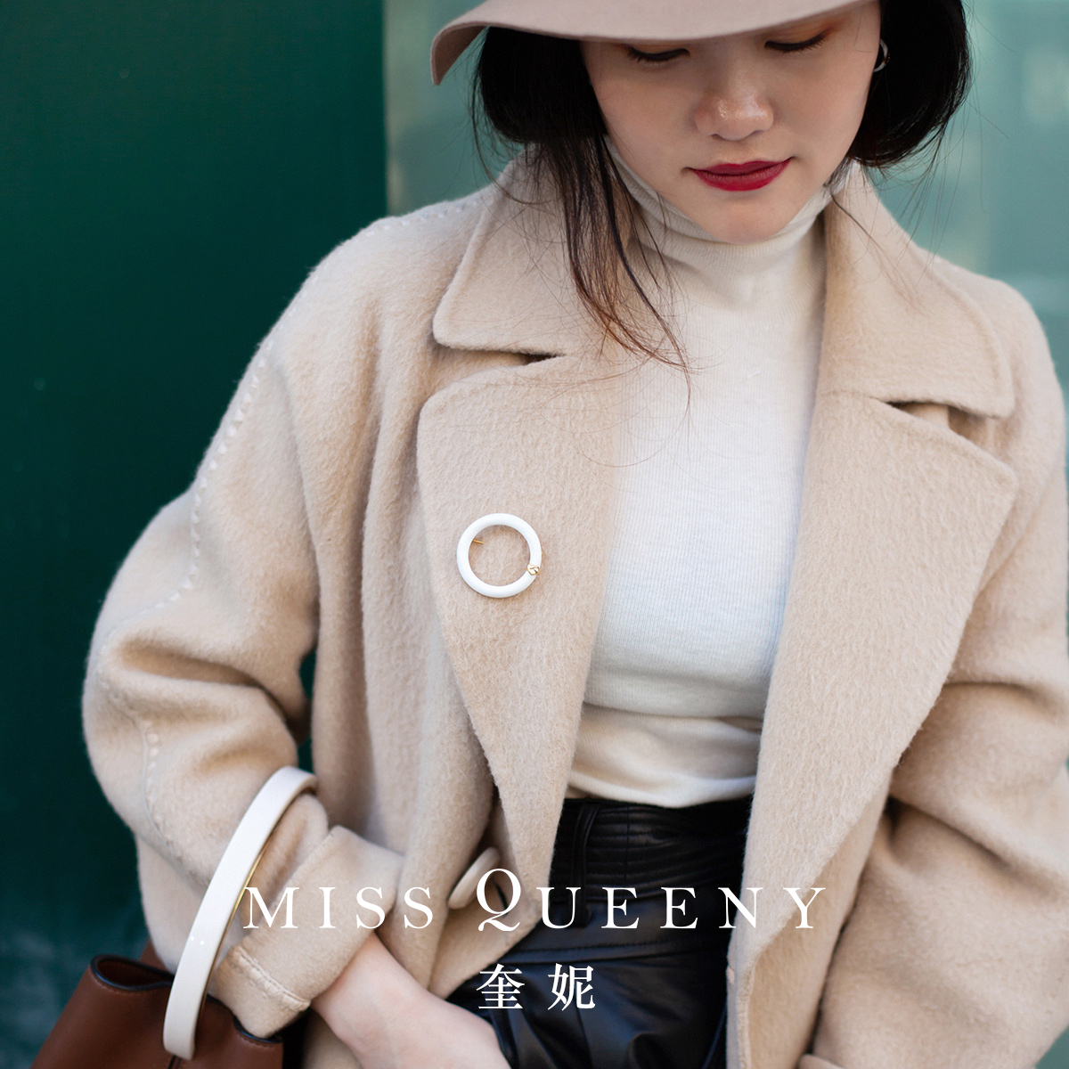MissQueeny|清新优雅白色珐琅简约圆形胸针女气质百搭通勤OL - 图1