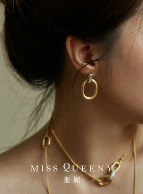 MissQueeny母贝椭圆环耳钉