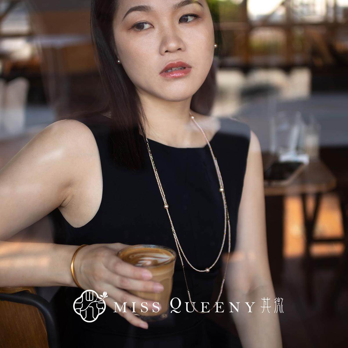 MissQueeny其微|樱花奶油珍珠长链毛衣链叠戴秋冬精致优雅温柔,淘宝优惠券,粉丝福利购,淘宝优惠卷