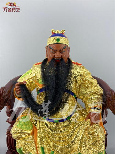 木雕关公关帝爷山西夫子关羽关二爷香樟木锦雕传艺木雕家居摆件 - 图2