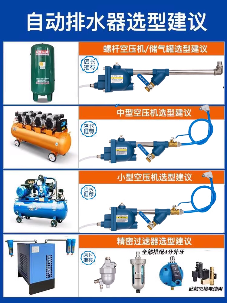 防堵型气动放水阀储气桶气泵排水阀装置空压机储气罐自动排水器-图0