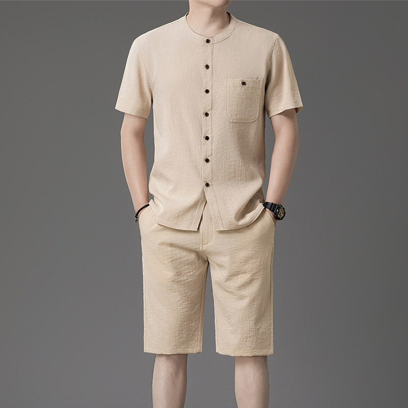 2026夏季新款套装时尚百搭衬衫短袖短裤套装男透气中老年爸爸装商,淘宝优惠券,粉丝福利购,淘宝优惠卷