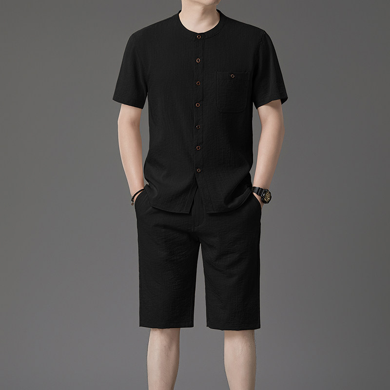 2026夏季新款套装时尚百搭衬衫短袖短裤套装男透气中老年爸爸装商,淘宝优惠券,粉丝福利购,淘宝优惠卷