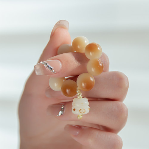 菩提猫爪指尖手捻文玩手串佛珠手持念珠把件绕指柔手串送朋友礼物 - 图0