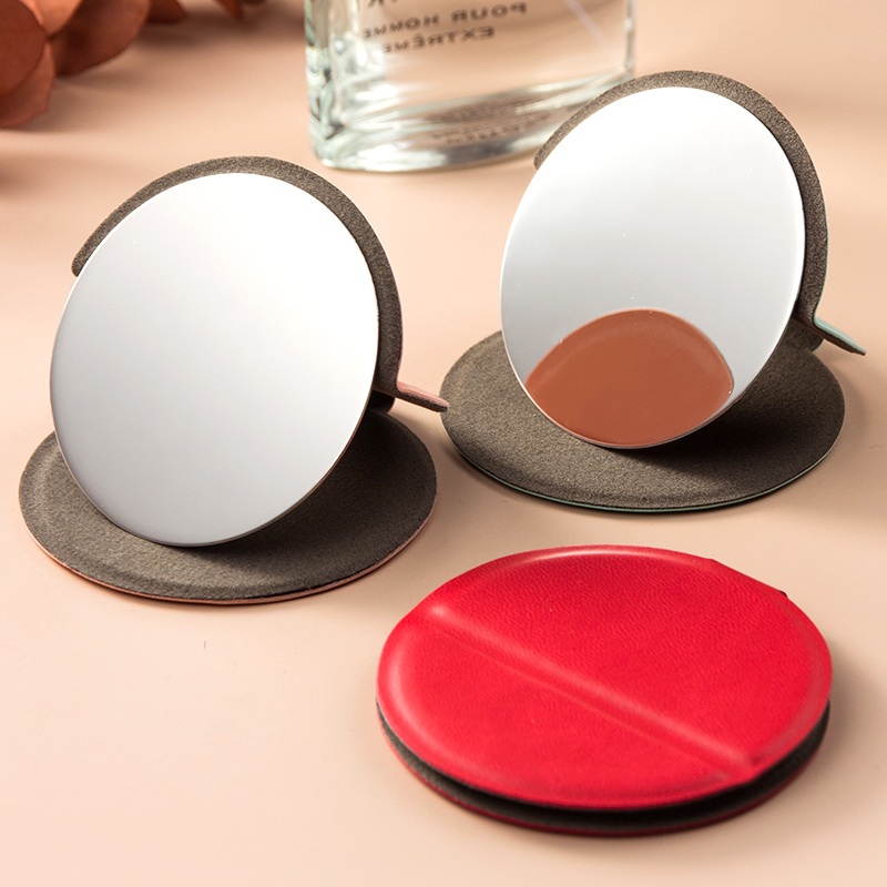 不锈钢防摔化妆镜 随身便携迷你小圆镜 创意多色简约手持梳妆镜 - 图0