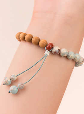 国风寿山石檀木崖柏简约手链手串