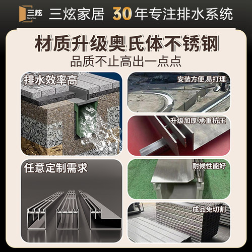 304不锈钢线性排水沟盖板u型槽加厚户外缝隙式庭院排水槽花园沟槽 - 图2