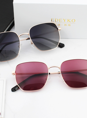 圆脸多边形红色ins开车太阳镜