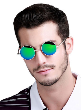 彩色圆形小墨镜太阳镜偏光复古