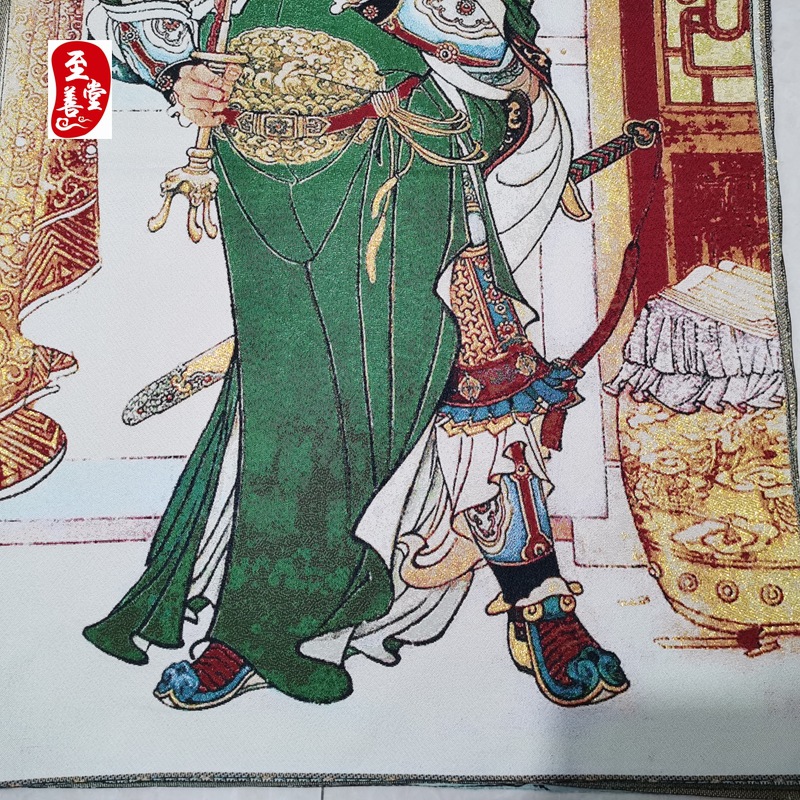 红色怀旧收藏地摊网红货源刺绣织锦画客厅装饰画站关公关圣帝君 - 图2