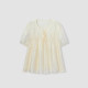 Aijutu acetate round neck lace-up textured shirt 2026 summer new style glossy temperament chiffon shirt