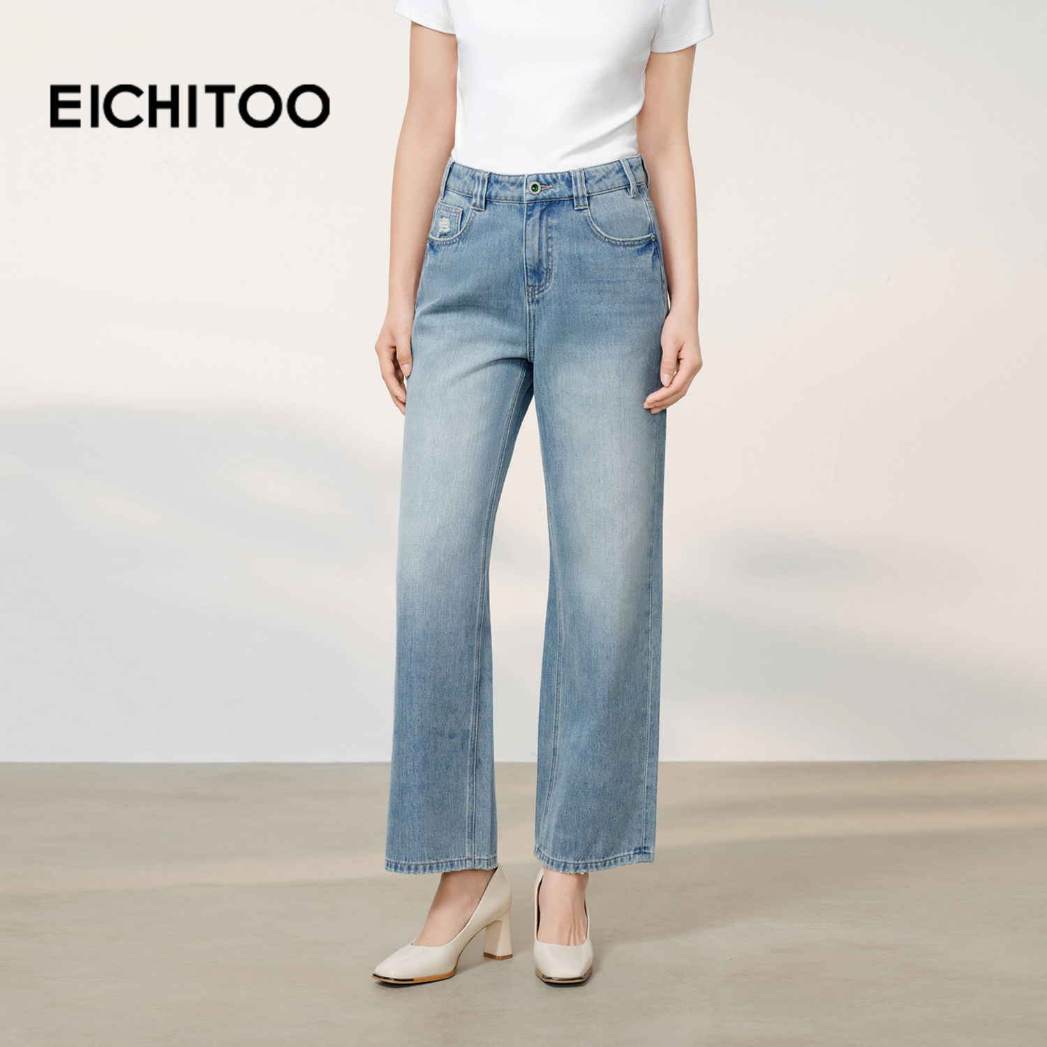 爱居兔时尚设计感牛仔裤2026年春季新款女含亮丝高品质长裤,淘宝优惠券,粉丝福利购,淘宝优惠卷