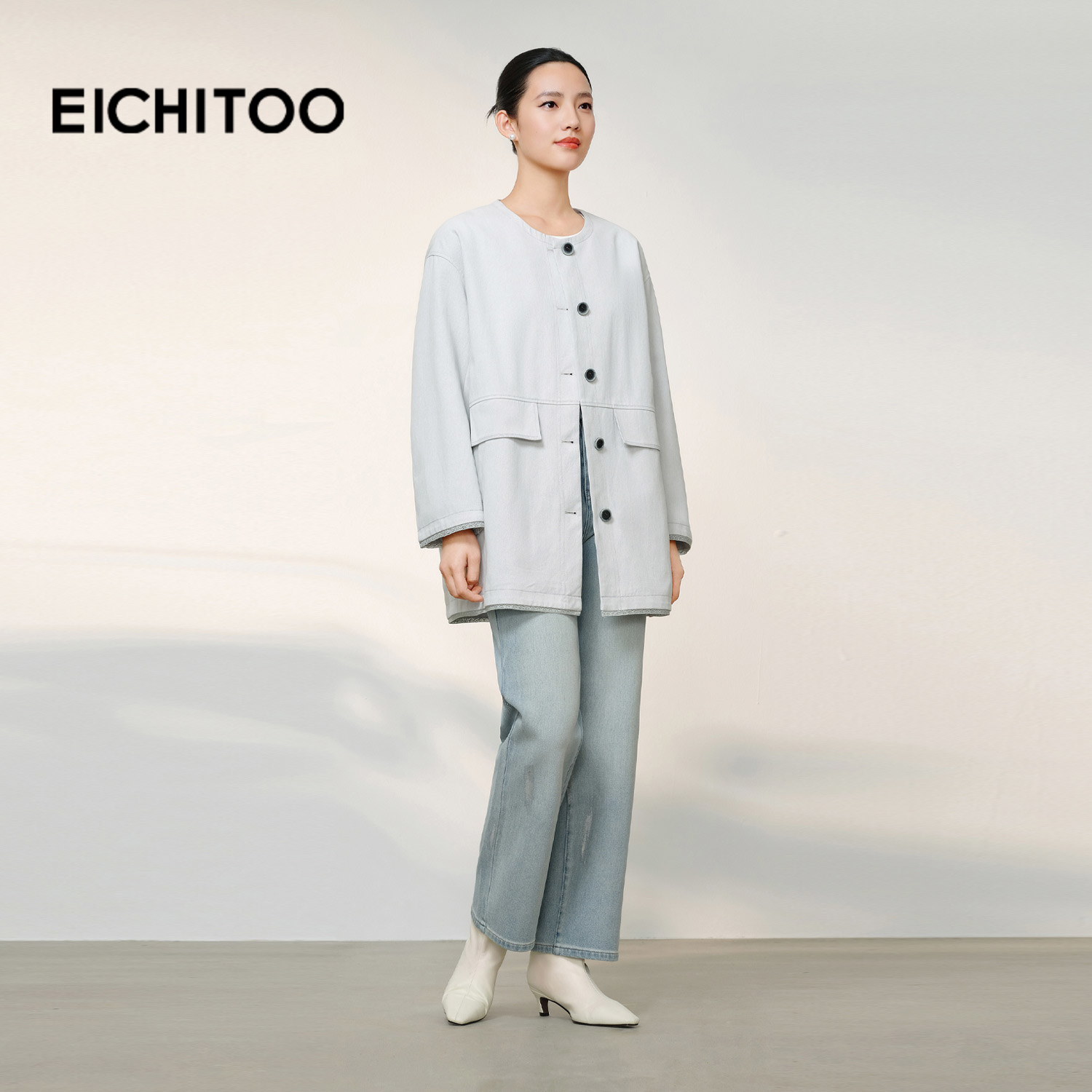 爱居兔老钱风圆领风衣外套女2026年春季新款松弛感简约显瘦上衣,淘宝优惠券,粉丝福利购,淘宝优惠卷