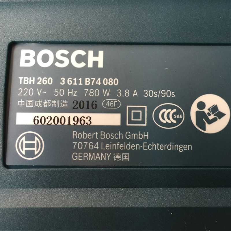 正品博世BOSCH调速锤钻两用单速D型手把方柄四坑冲击电锤钻TBH260