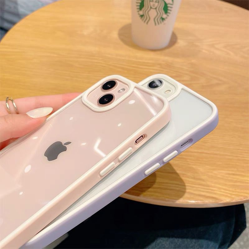 适用苹果13手机壳iphone11透明硅胶12pro全包XR防摔14蓝色边框X软 - 图2