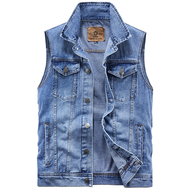 Spring and Autumn Denim Vest Men's Lapel Jacket