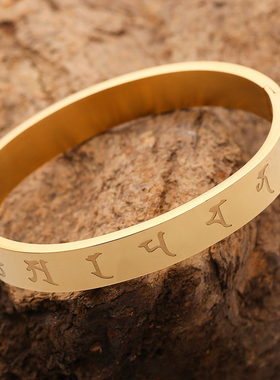 包邮七佛文殊心钛钢手镯