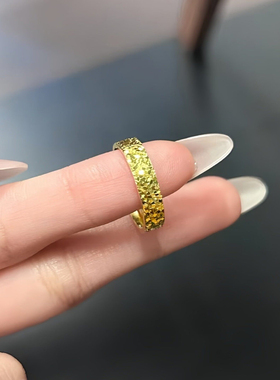 手工金包银碎冰冰实心戒指