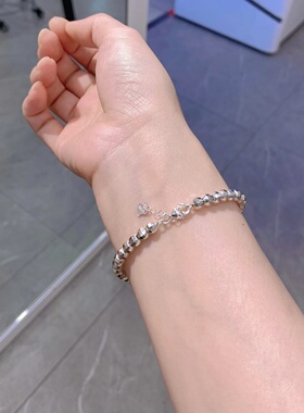 5mm蹦迪珠碎银子男女手链叠加闪亮镭射不带吊坠纯银高级感礼物