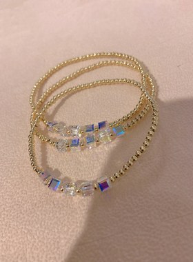 k金珠方糖水晶精致高级感女款手饰轻奢2025新款搭配金色百搭