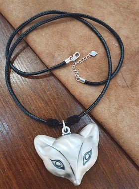 999纯银狐狸大吊坠皮绳项链新款颈链女闺蜜生日礼物