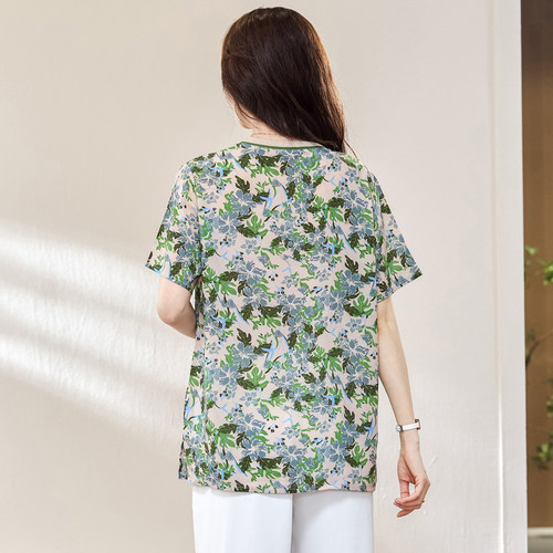 大码女装天丝短袖t恤200斤胖mm宽松遮肉显瘦气质小衫上衣夏季新款 - 图2