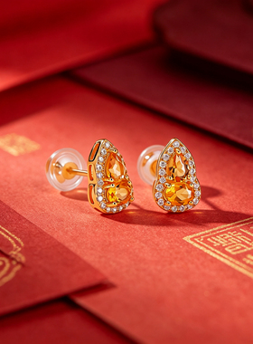 S925镀金新中式水晶耳钉送妈妈